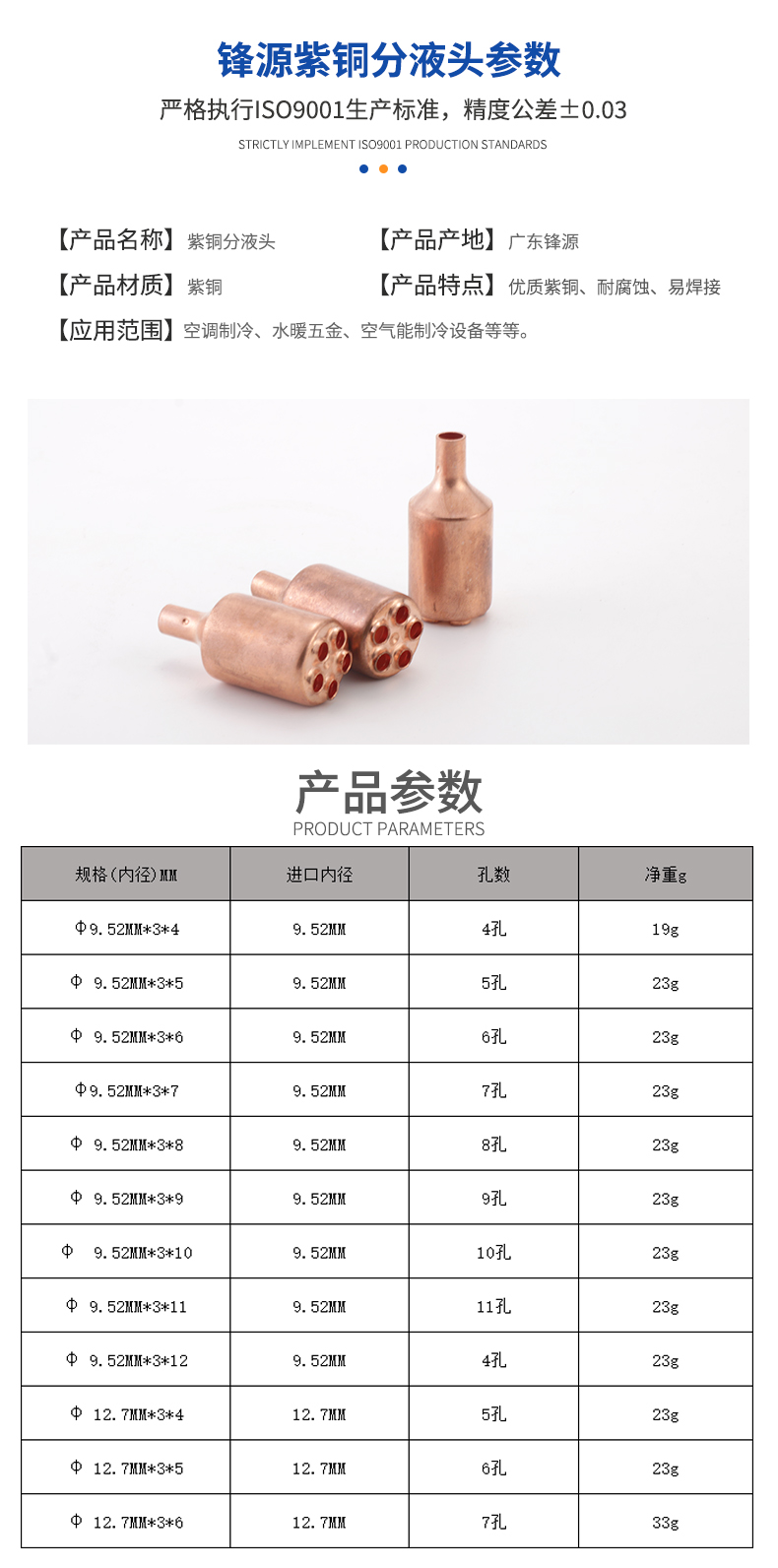 紫铜分液头
